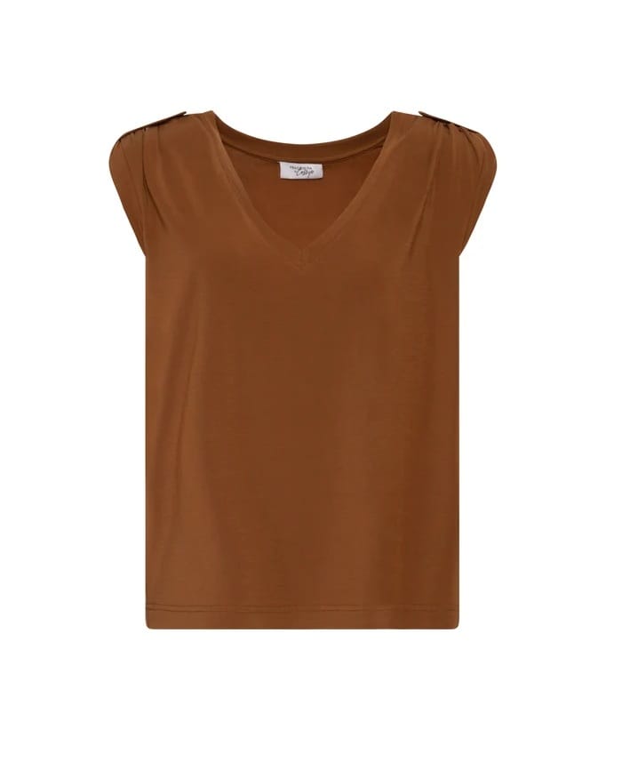 Camiseta sin mangas en tejido jersey Fracomina caramelo