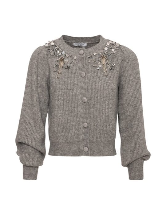 Cardigan de punto gris con aplicaciones joya Fracomina mujer para CLNDSTNO