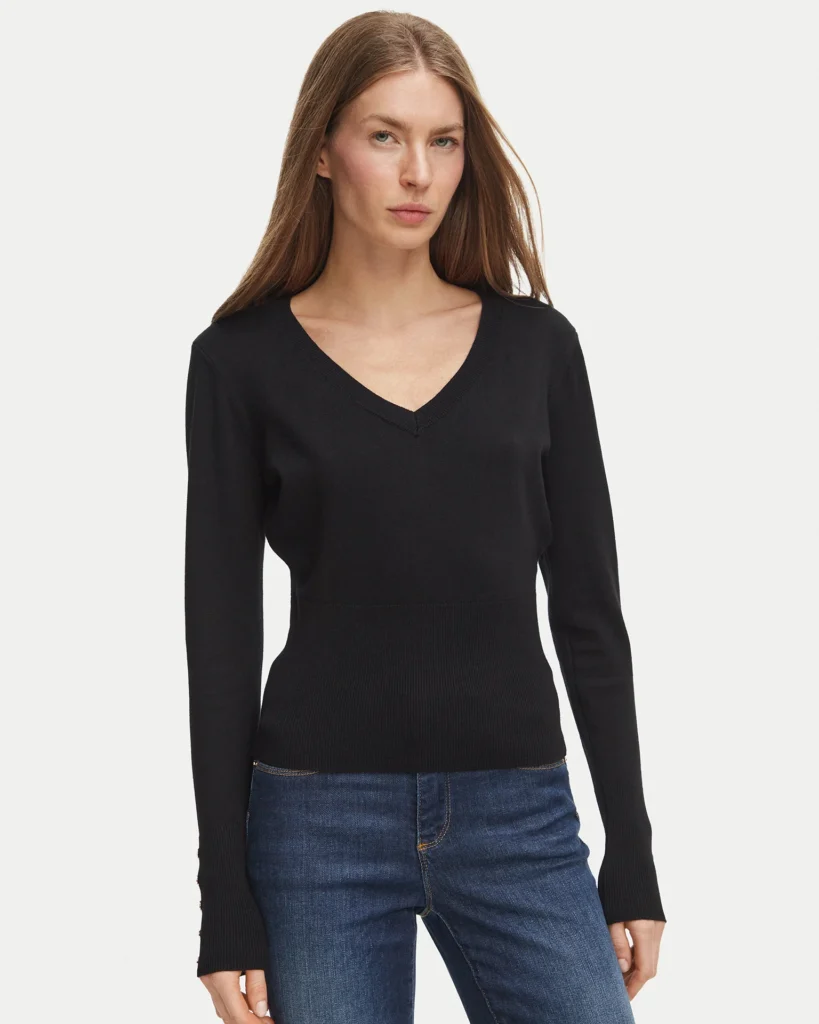 Jersey de punto slim fit escote en pico Fracomina negro