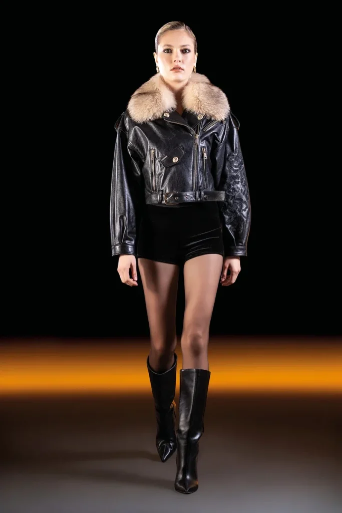 Cazadora de piel negra de mujer biker sastre Loco Luxo