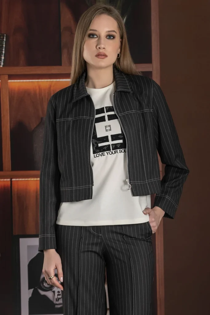 Chaqueta de rayas en denim de FourSoul
