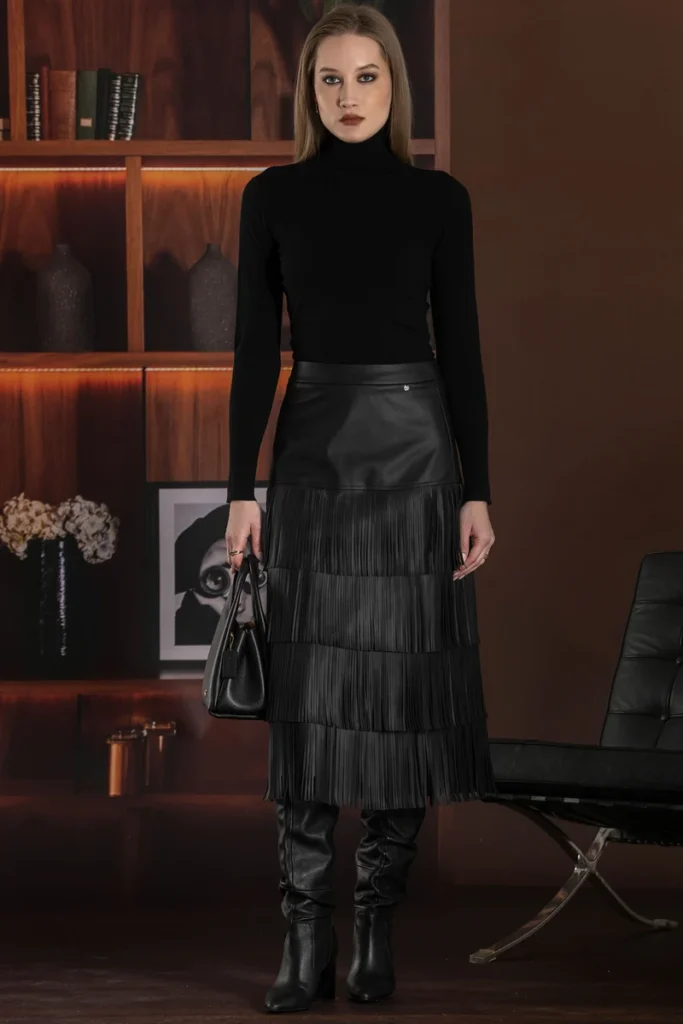 Falda midi con flecos Four Soul